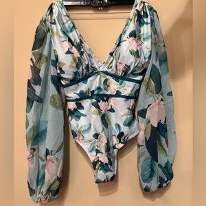 Floral Long Sleeve Swimwear - Full Coverage